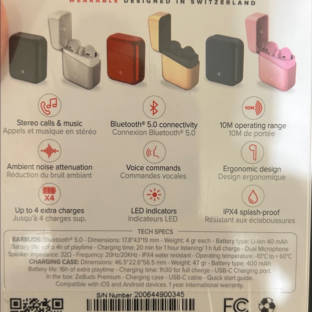 NFS MyKronoz ZEBUDS Premium Silver NIB Wireless Bluetooth In-Ear Headphones - Picture 11 of 16